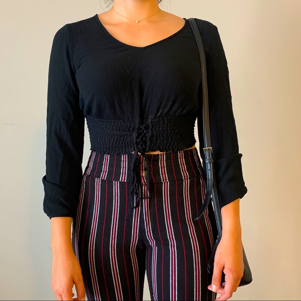 Hollister black crop blouse